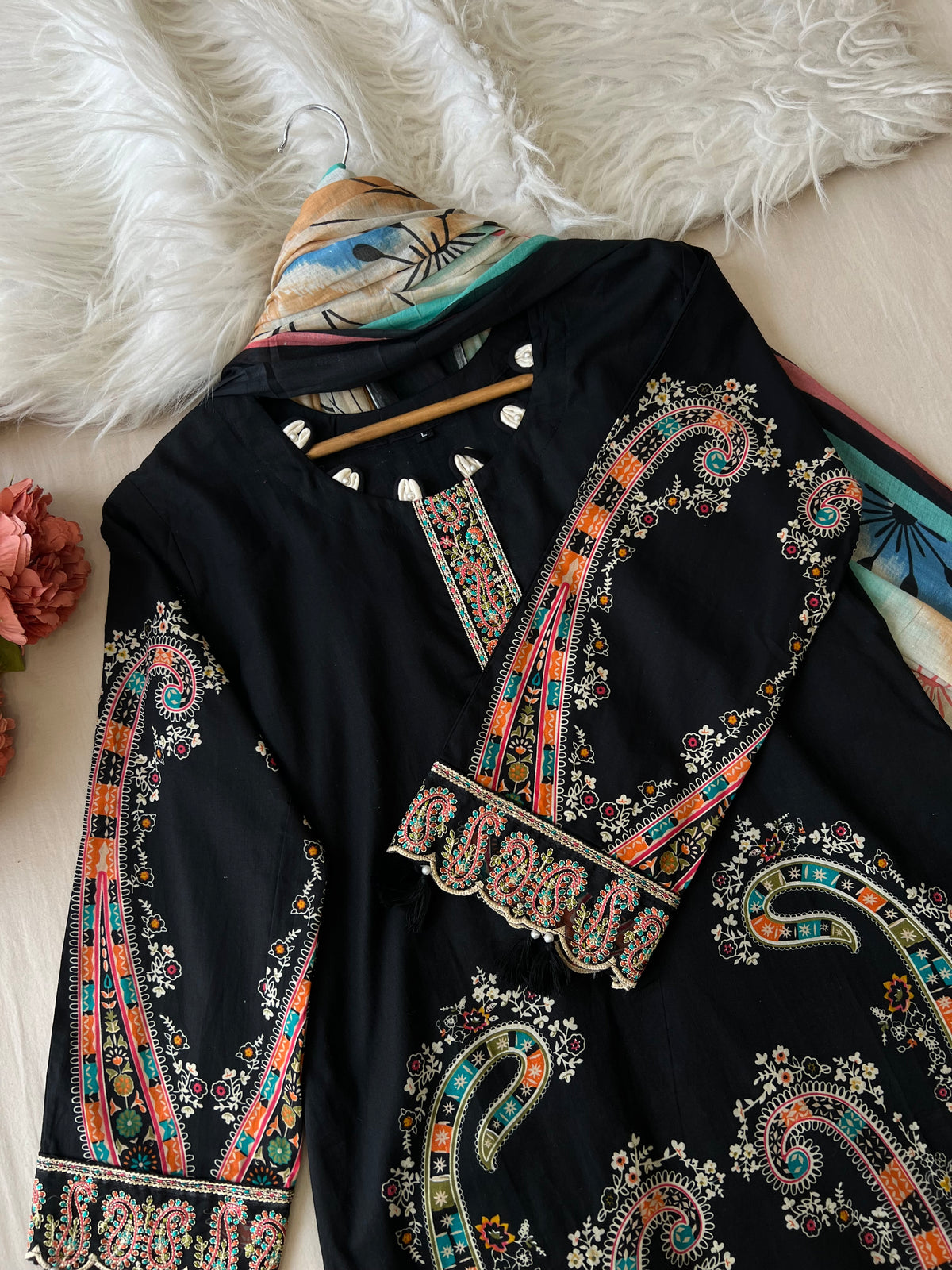 Cotton Straight Kurta-Black