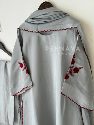 Floral Embroidered Chanderi A-Line Suit Set 3177 DR3