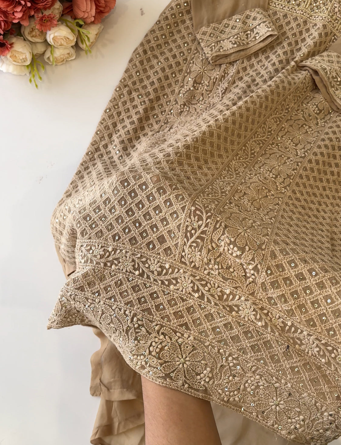 Pure georgette Chikankari embellished suit
