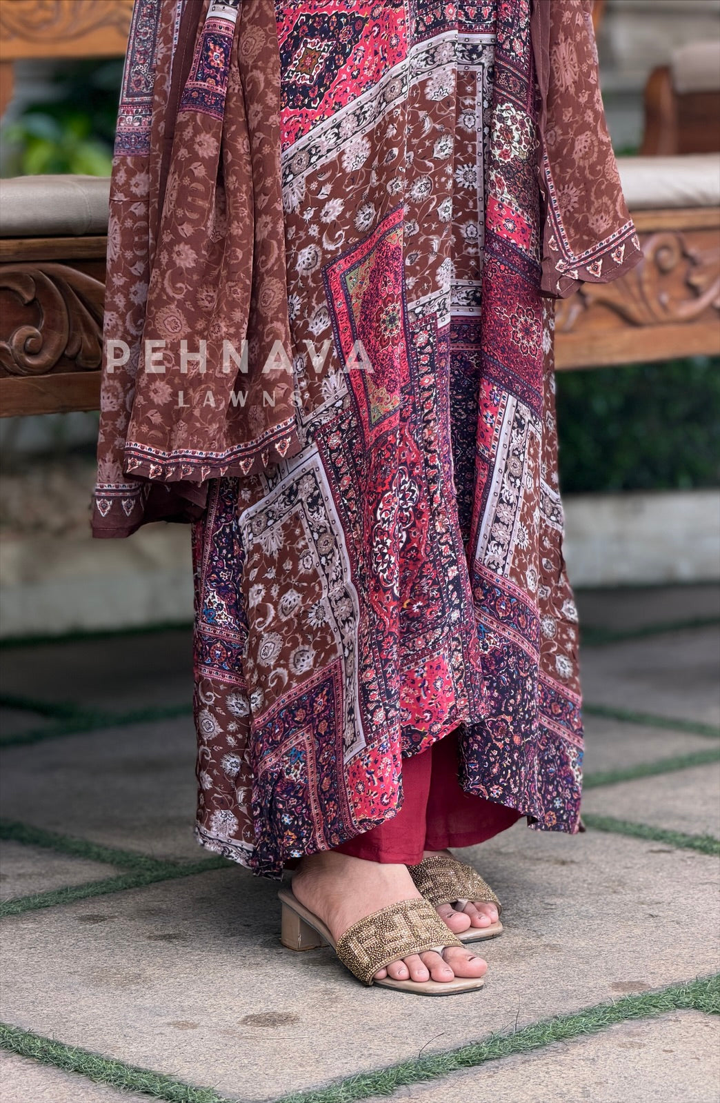 Printed Kaftan Three Piece Suit Set 5067