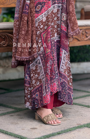Printed Kaftan Three Piece Suit Set 5067