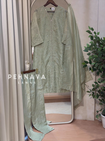 Crinkle Tissue Organza Three Piece Suit
