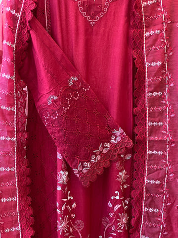 Azzal luxurious stitched embroidered suit - CRIMSON