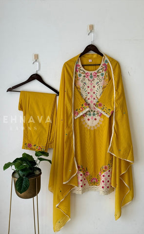 Dobby Cotton Embroidered Suit-3196 BV1