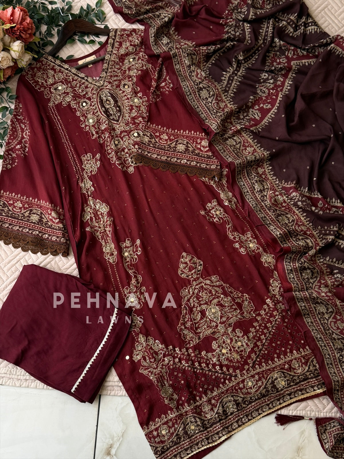 Muslin Stitched Suit KT 355 - Pehnava Lawns
