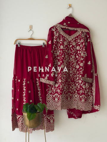 Premium Embroidered Sharara Ensemble