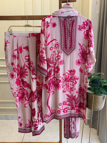Premium Pink Floral kurta