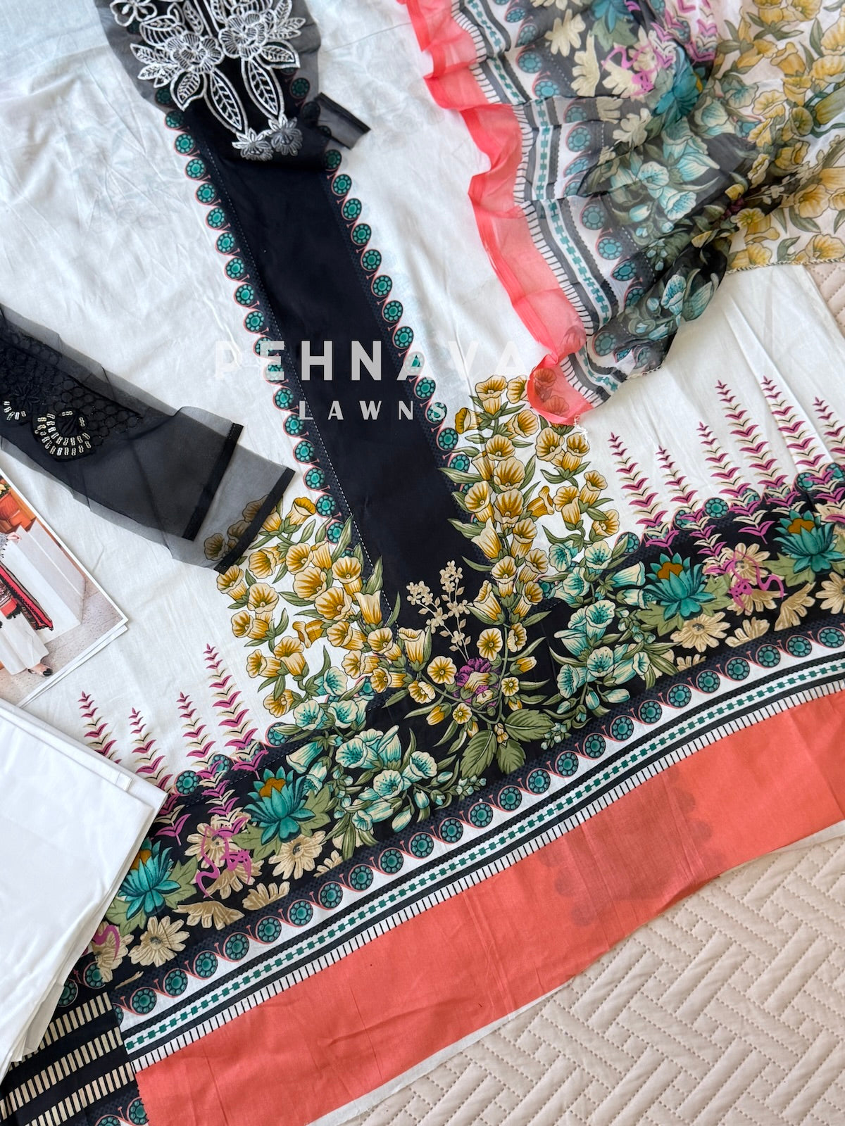 Signature Embroidered Unstitched Suit-1352A