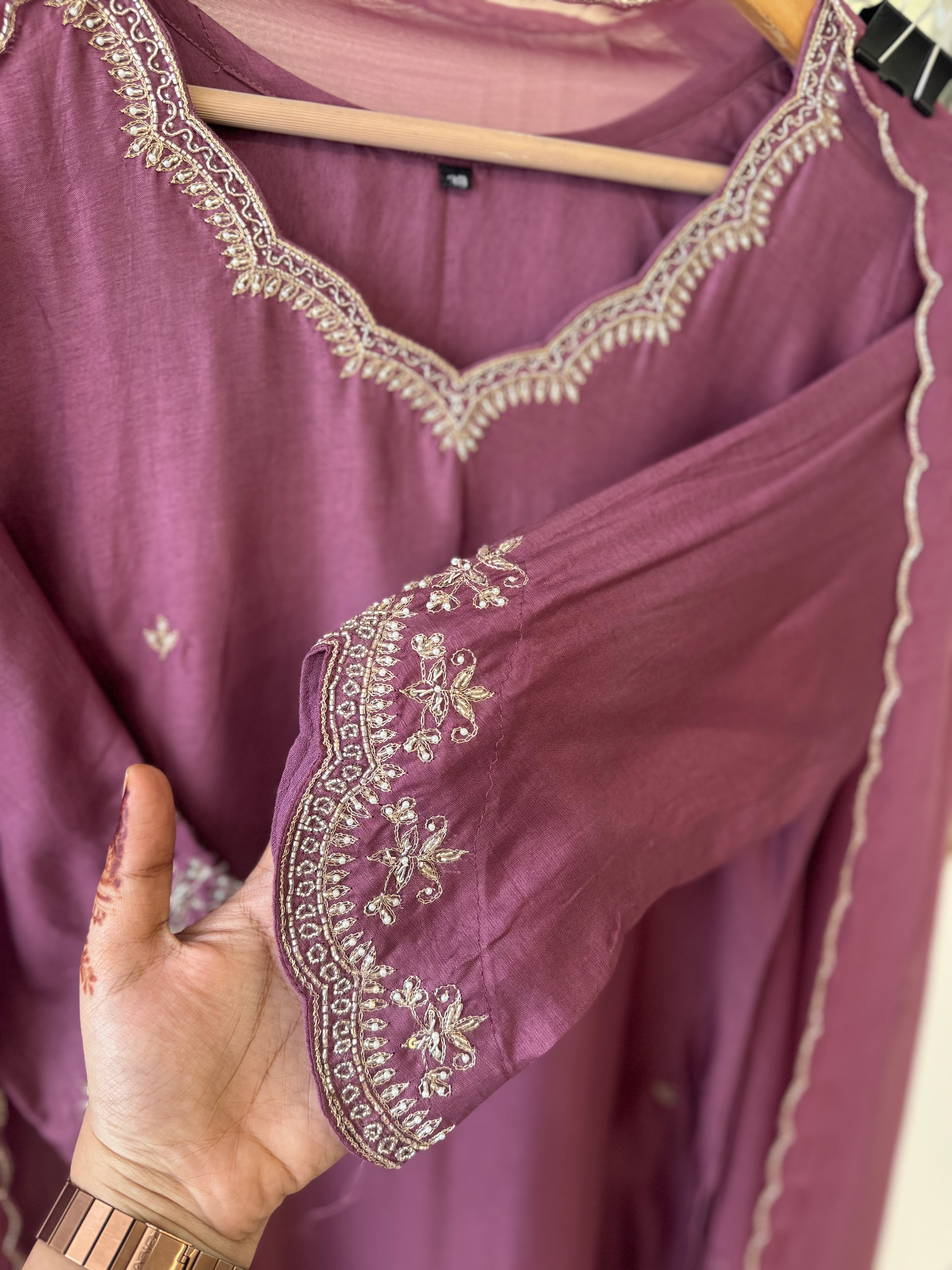 Premium  and elegant russian silk handworked suit-color options