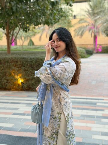 Off white Neckline Embroidered Pak-Suit