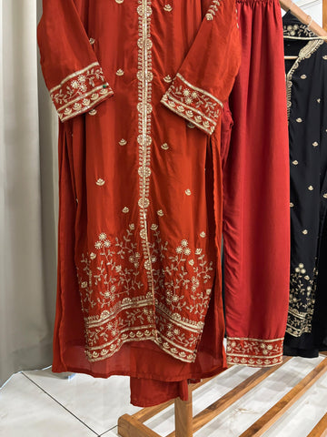 Premium Crepe suit with Handwork detailings-4992