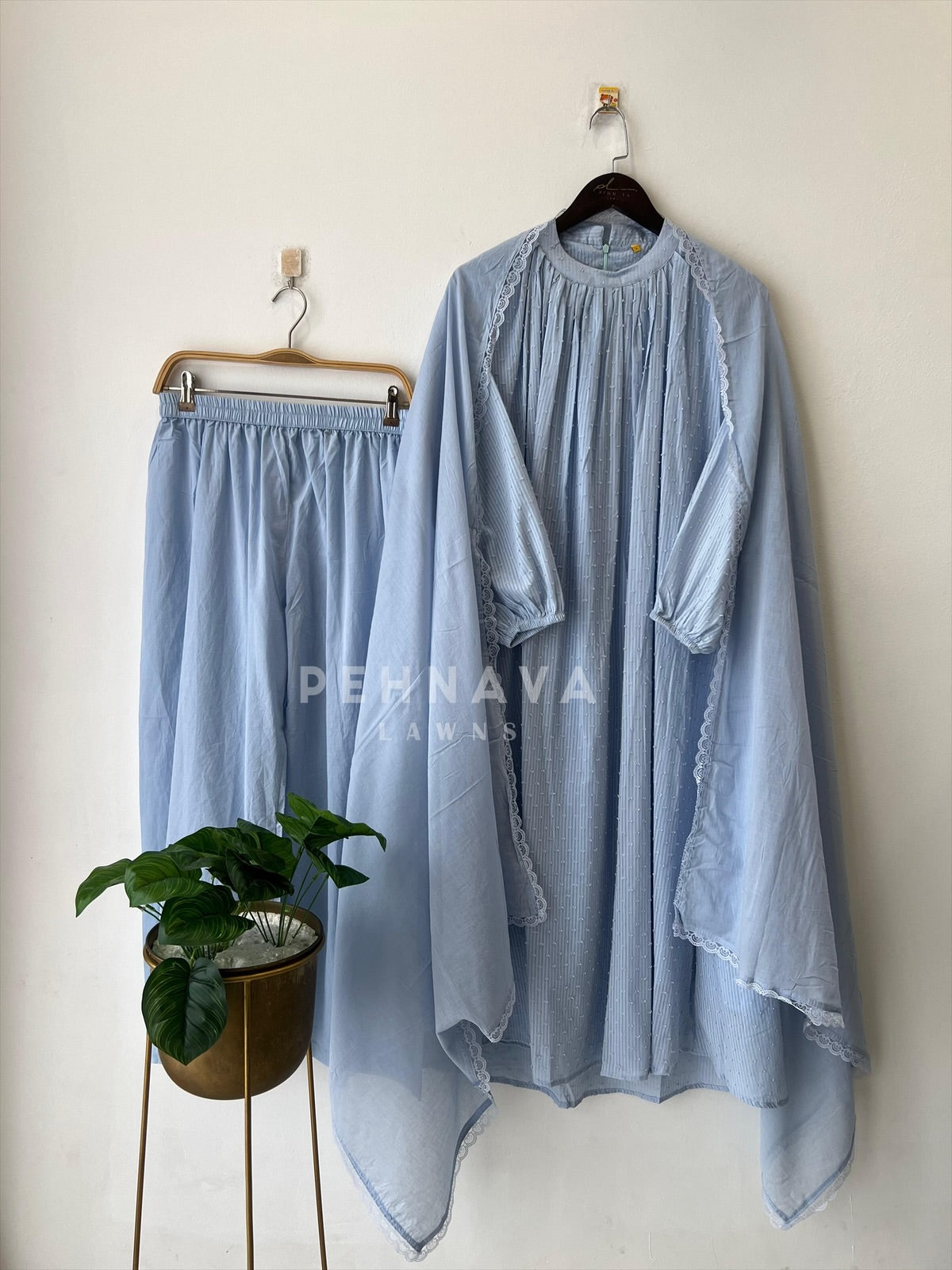 Balloon Sleeve Dobby Cotton  Sui-4024