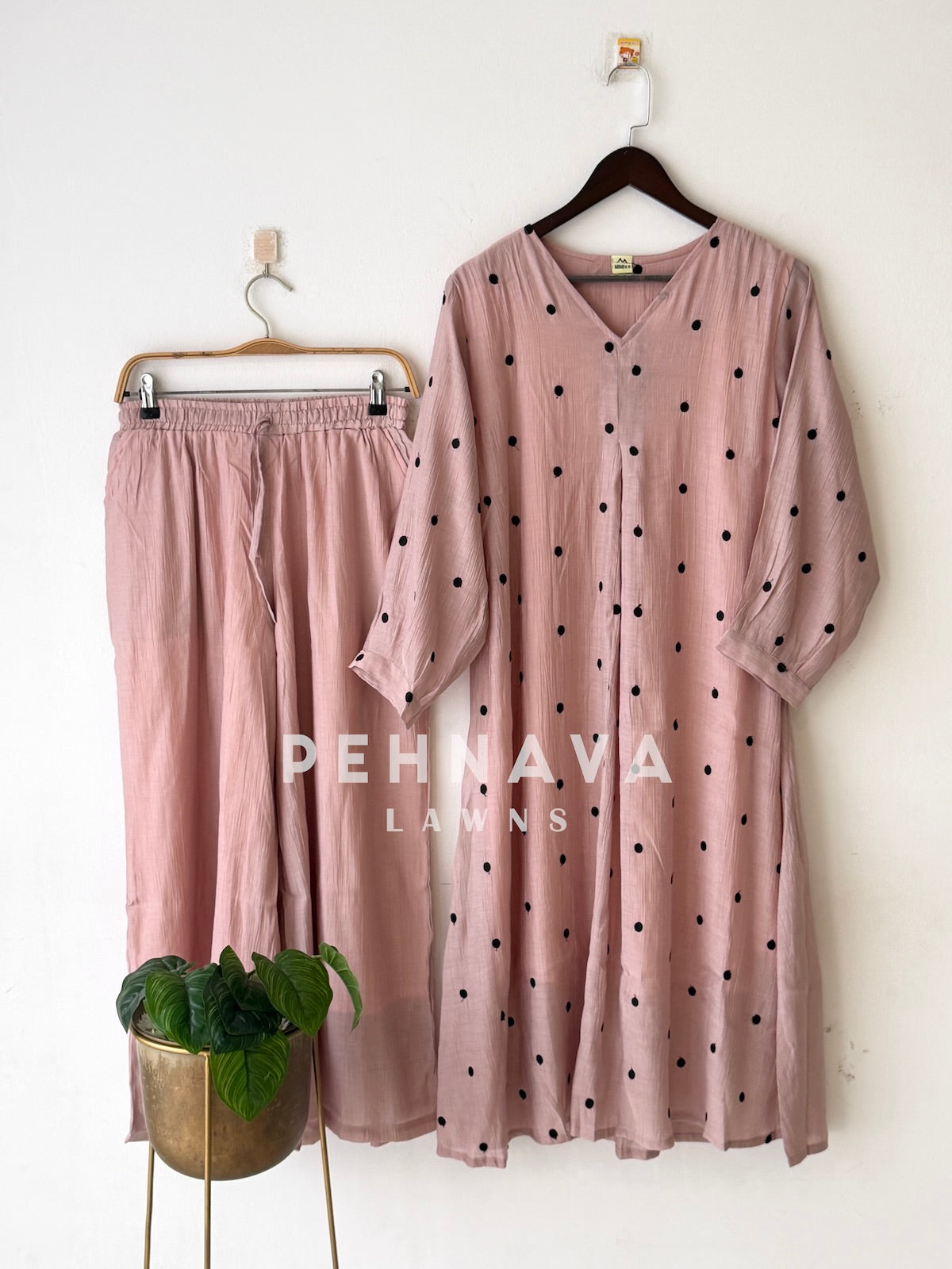 Polka Dot Embroidered Imported Suit-220