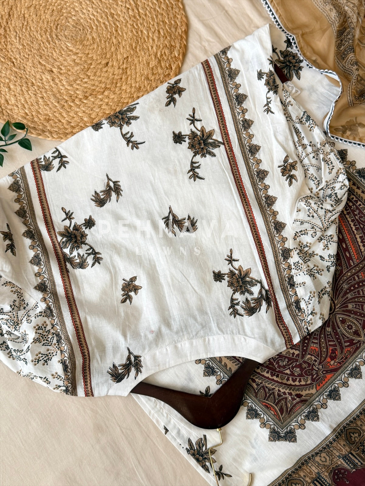 Paki Printed casual suit with chiffon dupatta 11285C