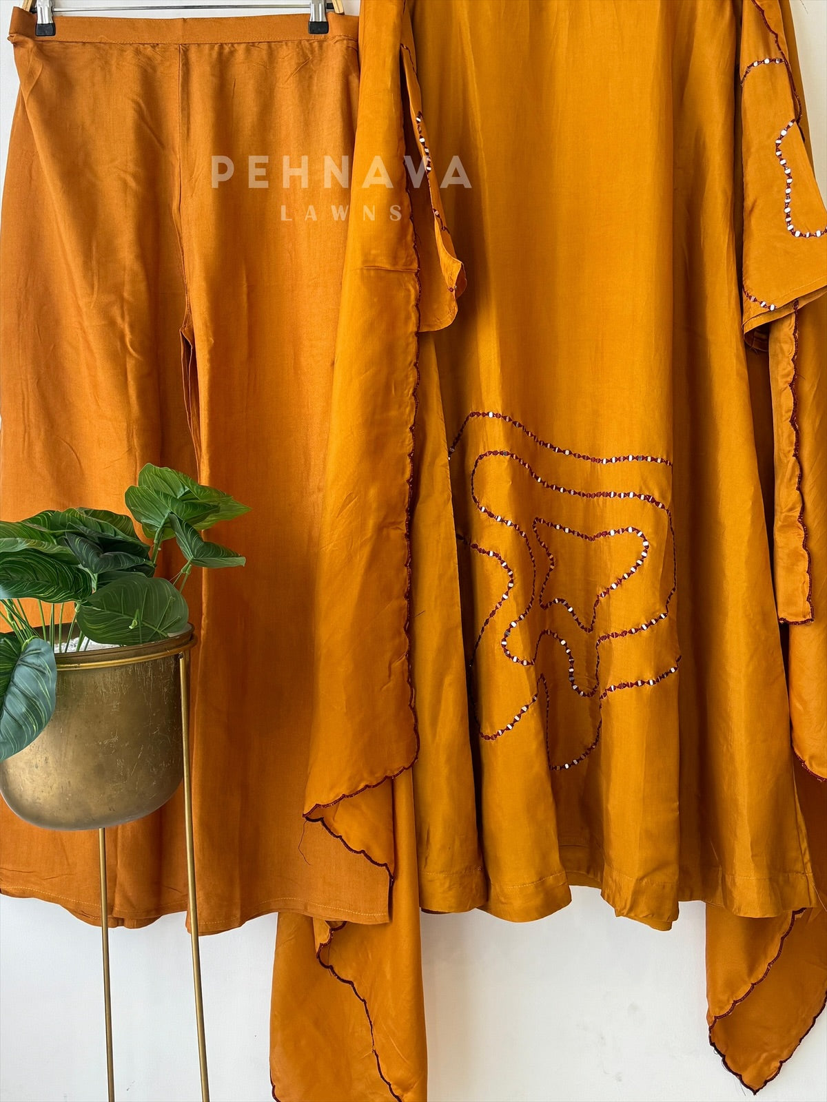 Mirror Work Silk Suit Set-3212