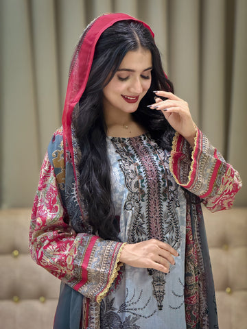 Intricate Floral Charmed Suit-Red(3525)