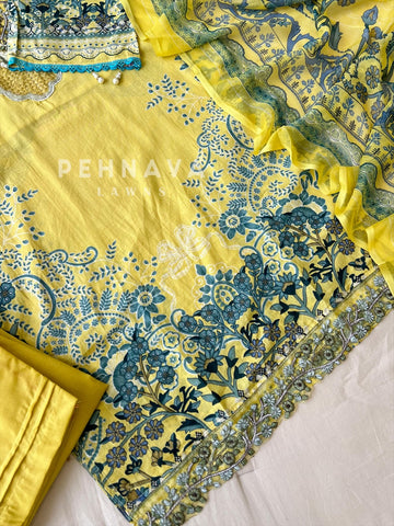 Yellow Cotton Casual Suit 1246
