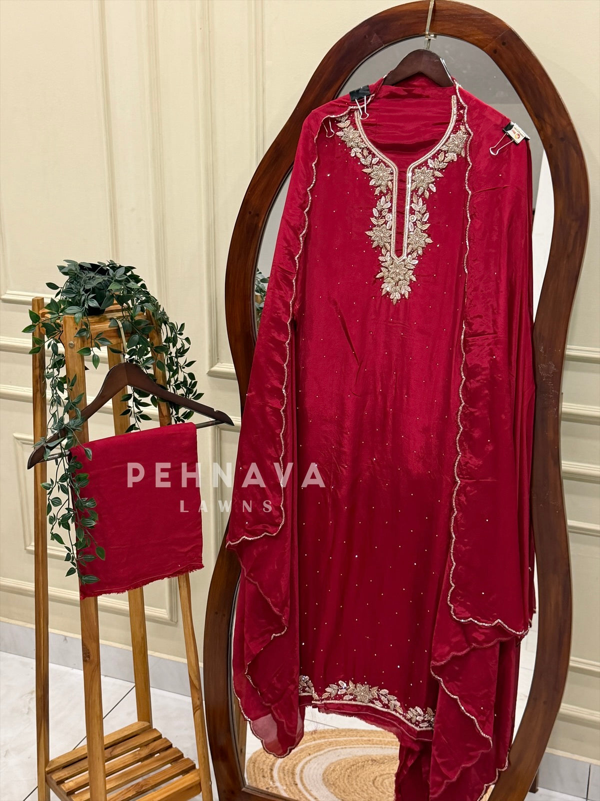 Premium Crepe Handworked Unstitched Suit H 5190