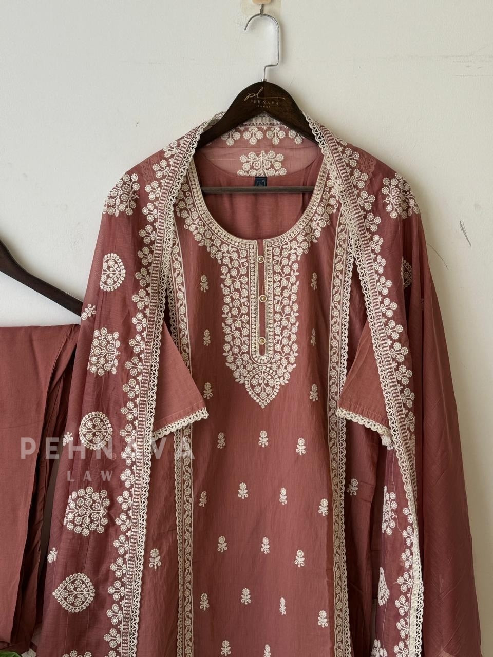 Premium Chanderi Embroidered Suit set-CC9