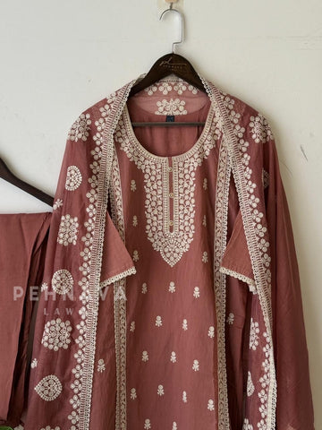 Premium Chanderi Embroidered Suit set-CC9