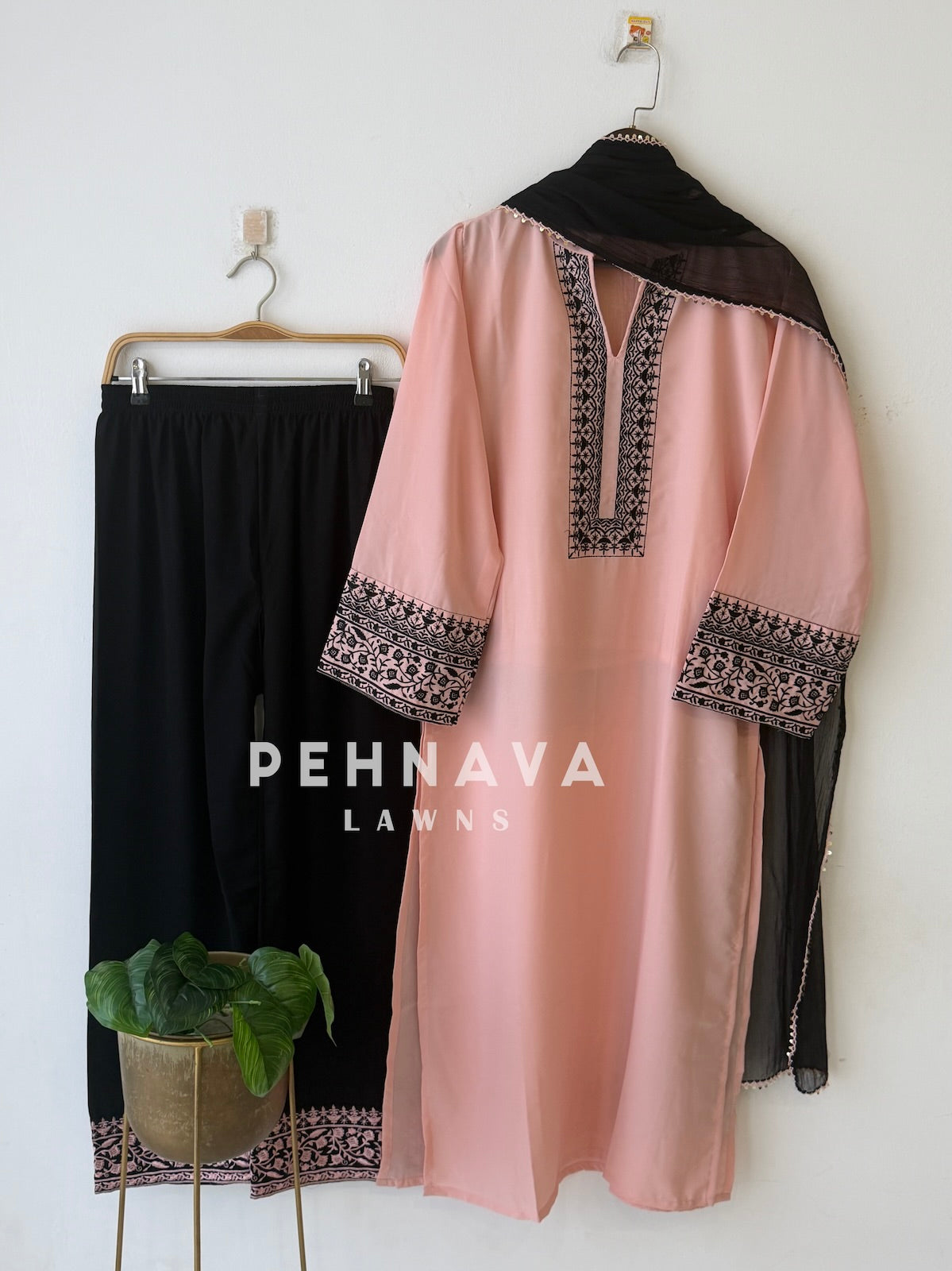 Border Embroidered Three Piece Set-420