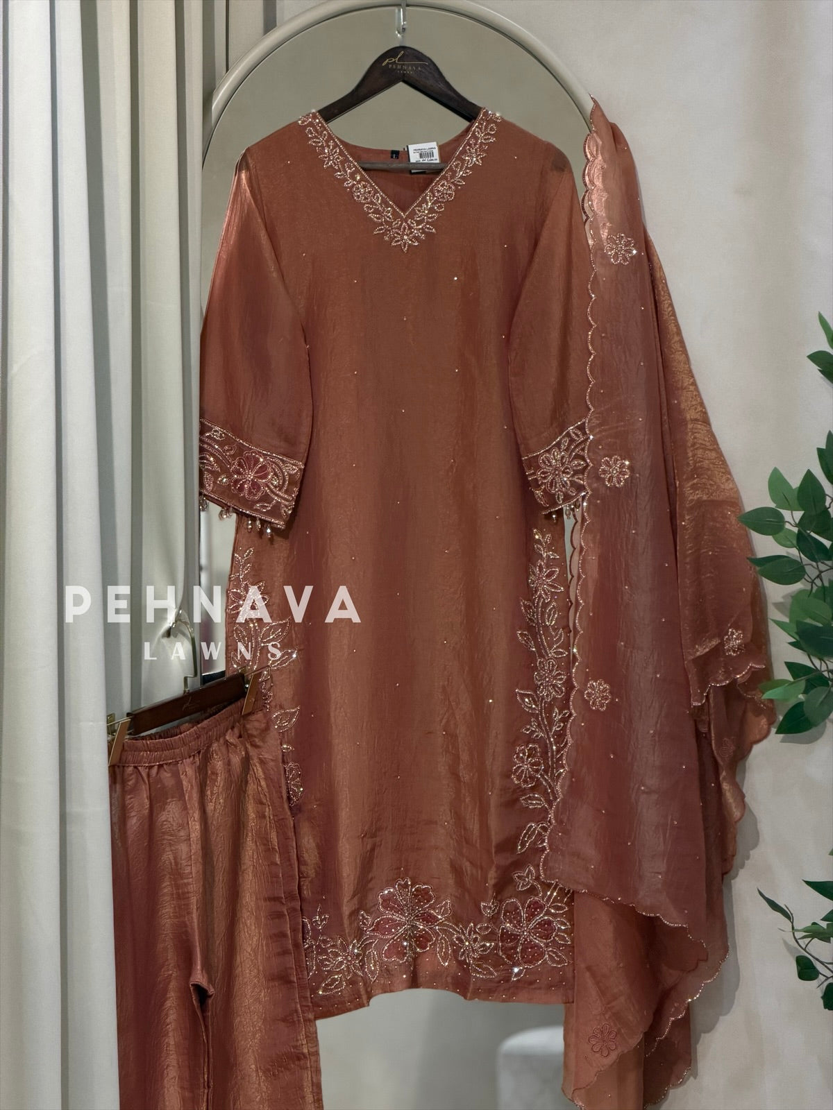 Crinkle Tissue Organza Three Piece Suit
