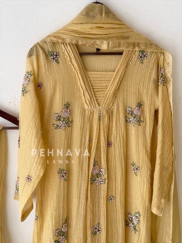 Floral Embroidered Three Piece Ensemble 6005/004