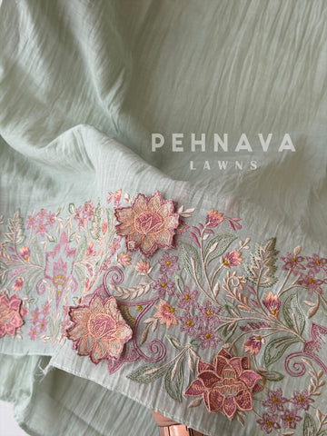 Chanderi Floral Embroidered Unstitched Suit 627
