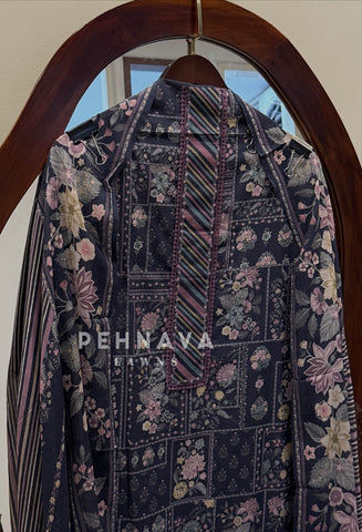 Floral Printed Unstitched Suit C-18