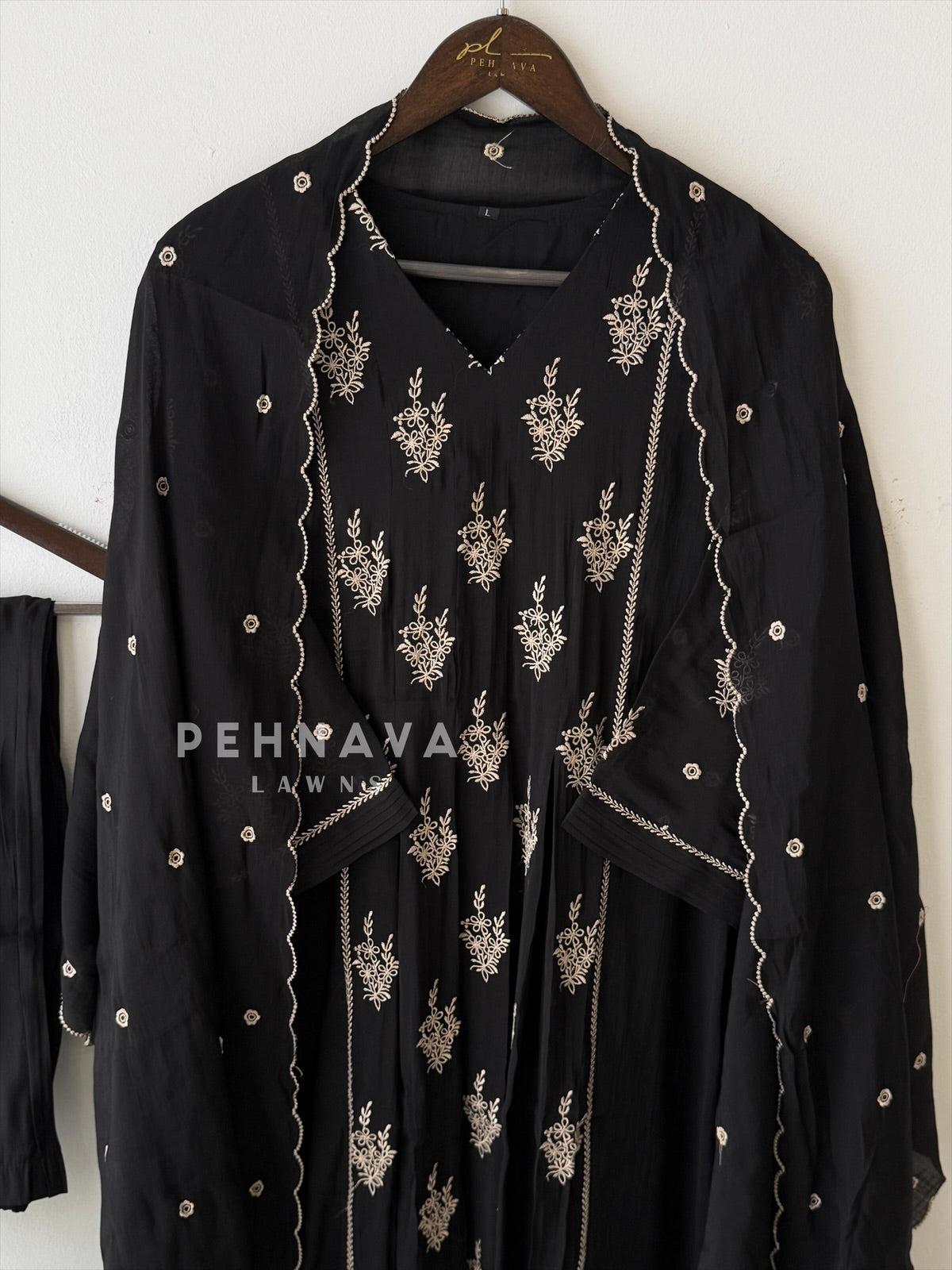 Panel Cut Embroidered Suit