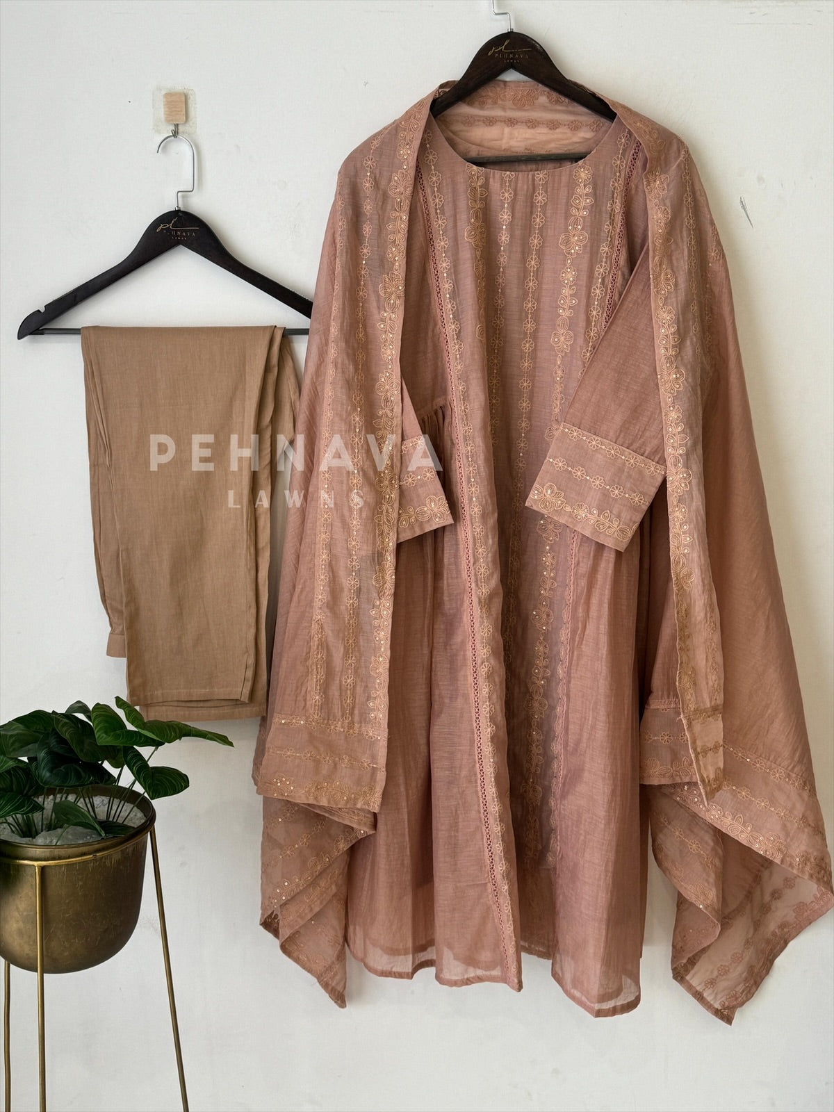 Chanderi Embroidered Suit