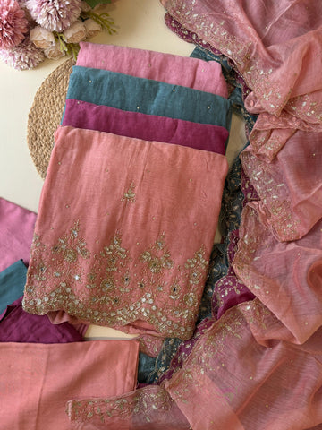 Pure Mulchandheri handworked Un-stitched suit-1628