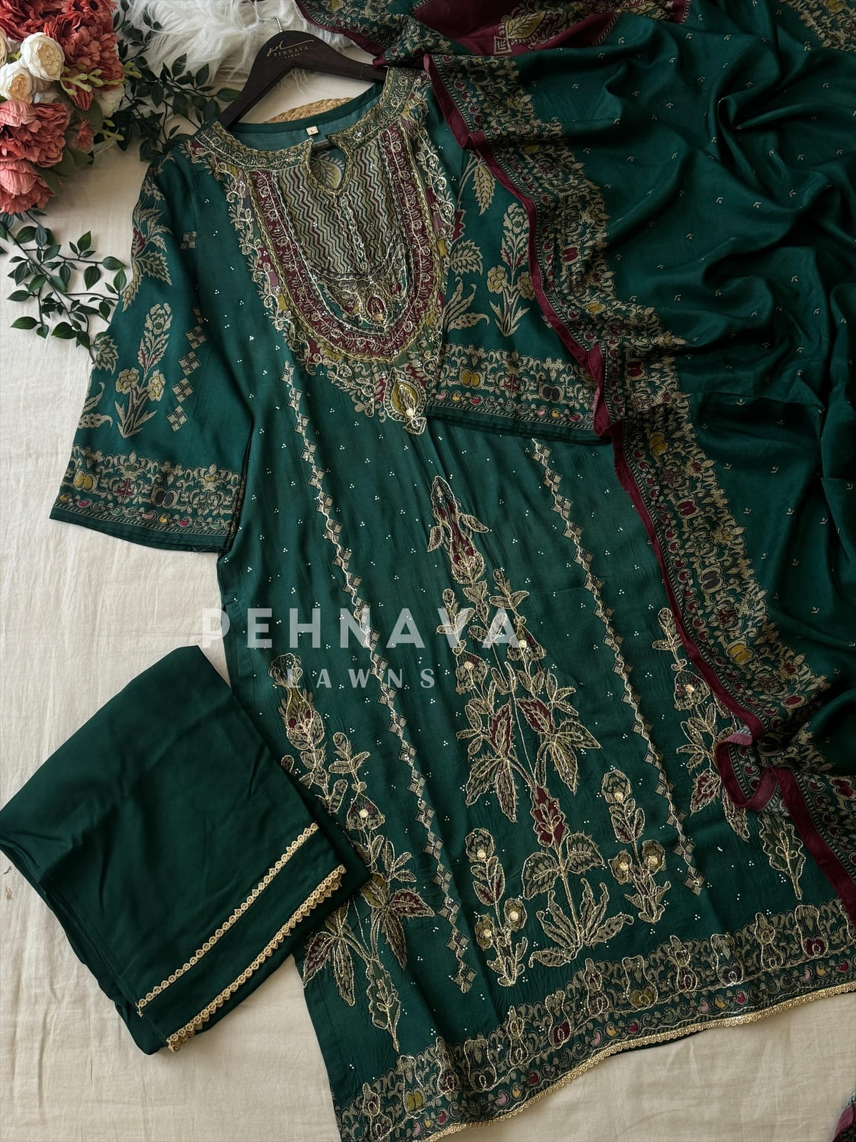 Muslin Unstitched Suit-KT-356 - Pehnava Lawns