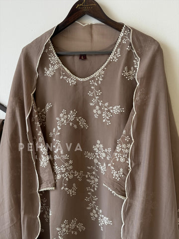 Elegant floral Embroidered Suit-12818