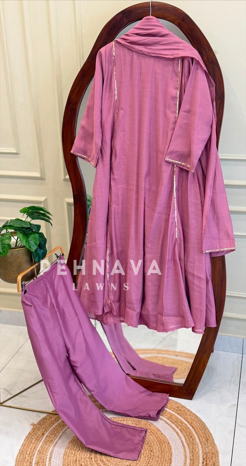 Panel Cut Full Flaired Anarkali-Pink 5915