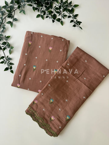 Chanderi Embroidered Suit-12713