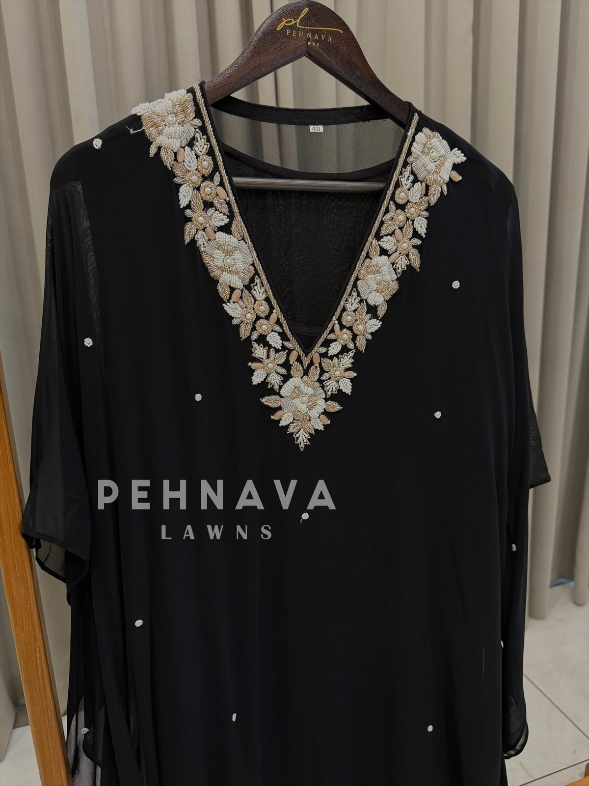 Handworked Floral Pearl Kaftan