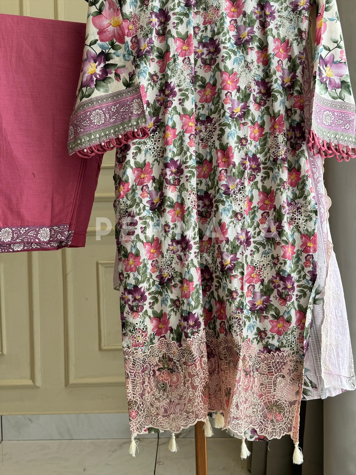 Printed Suit ft Embroidered  and Lace Detailing