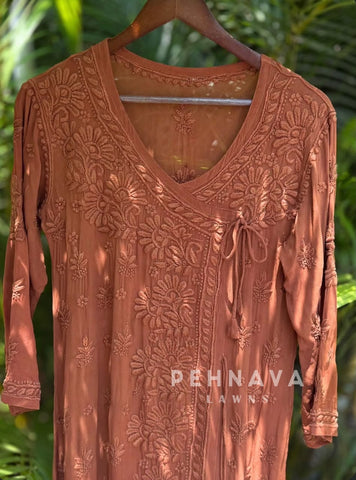 Angrakha Chikankari Embroidered Suit(12-15 Dispatching Time )