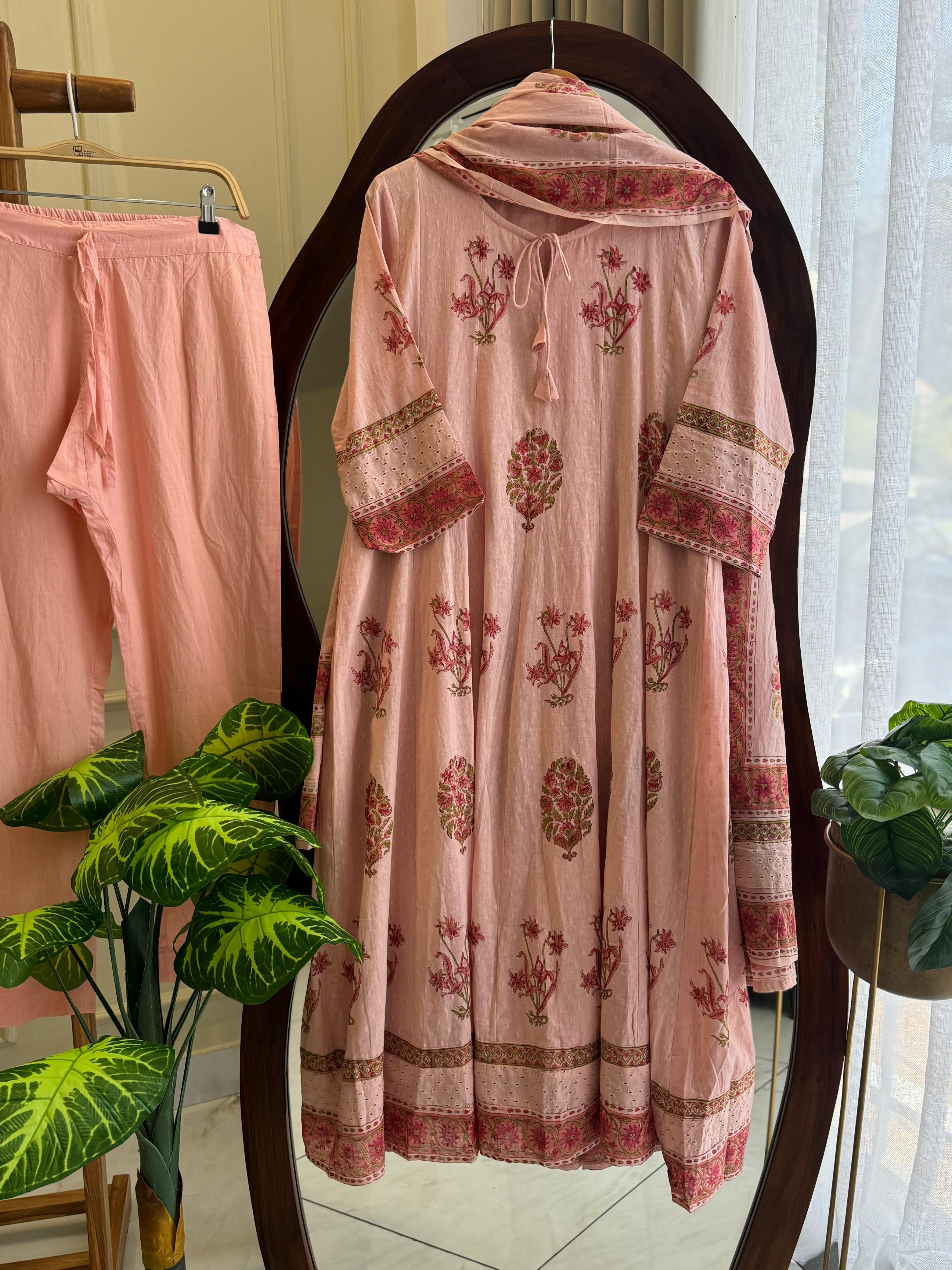 Floral pleated Anarkali Dress