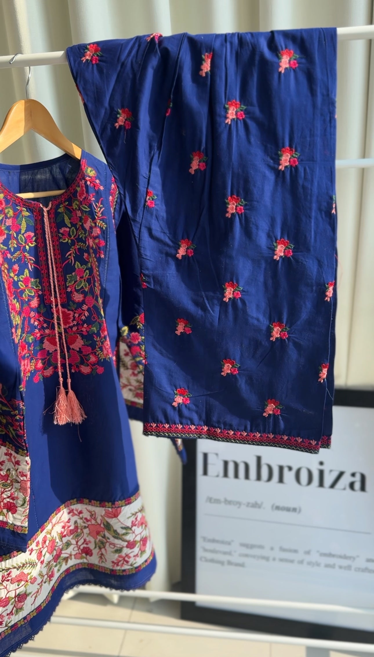 Embroiza Pakistani Modern Two Piece Suit-Bluebell