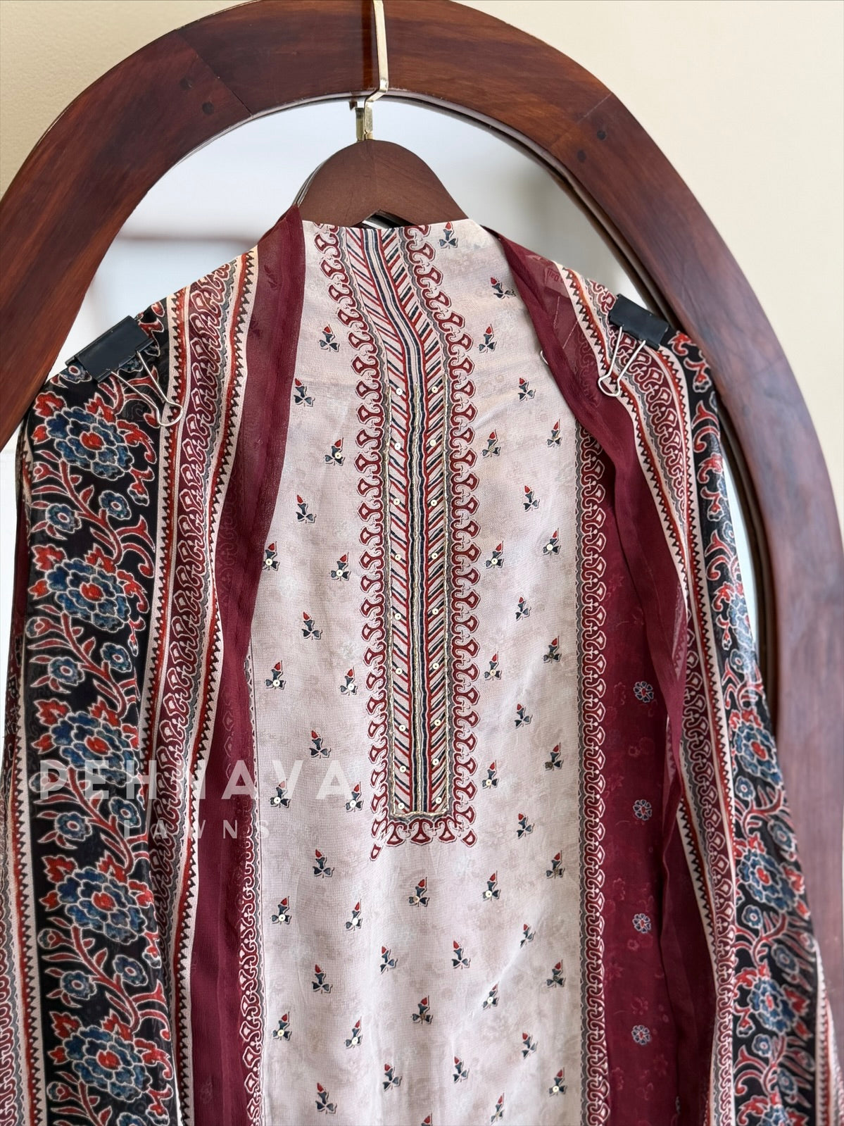 Ajrakh Panel Printed Suit Set