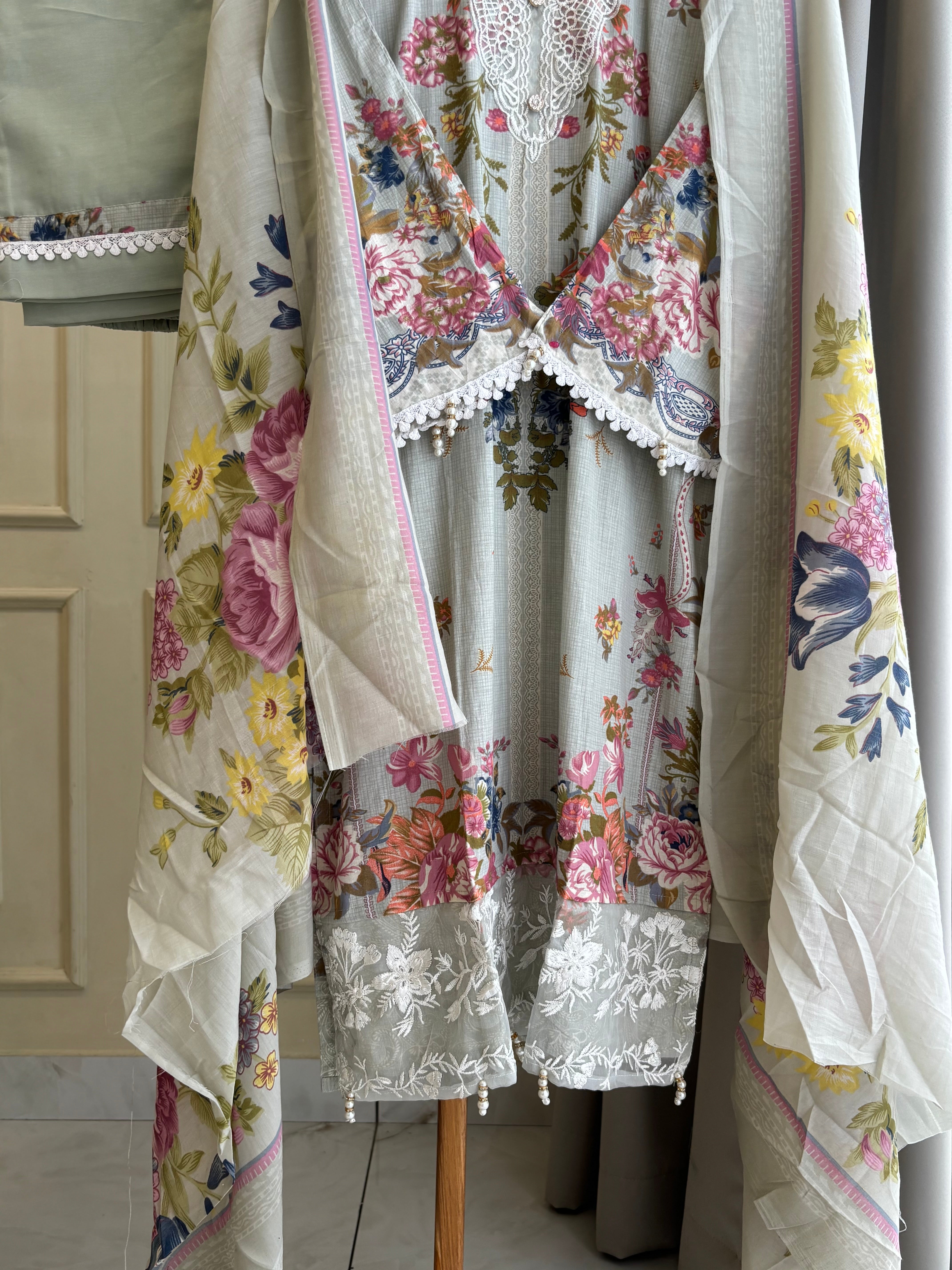 Green Printed Pakistani Salwar-4