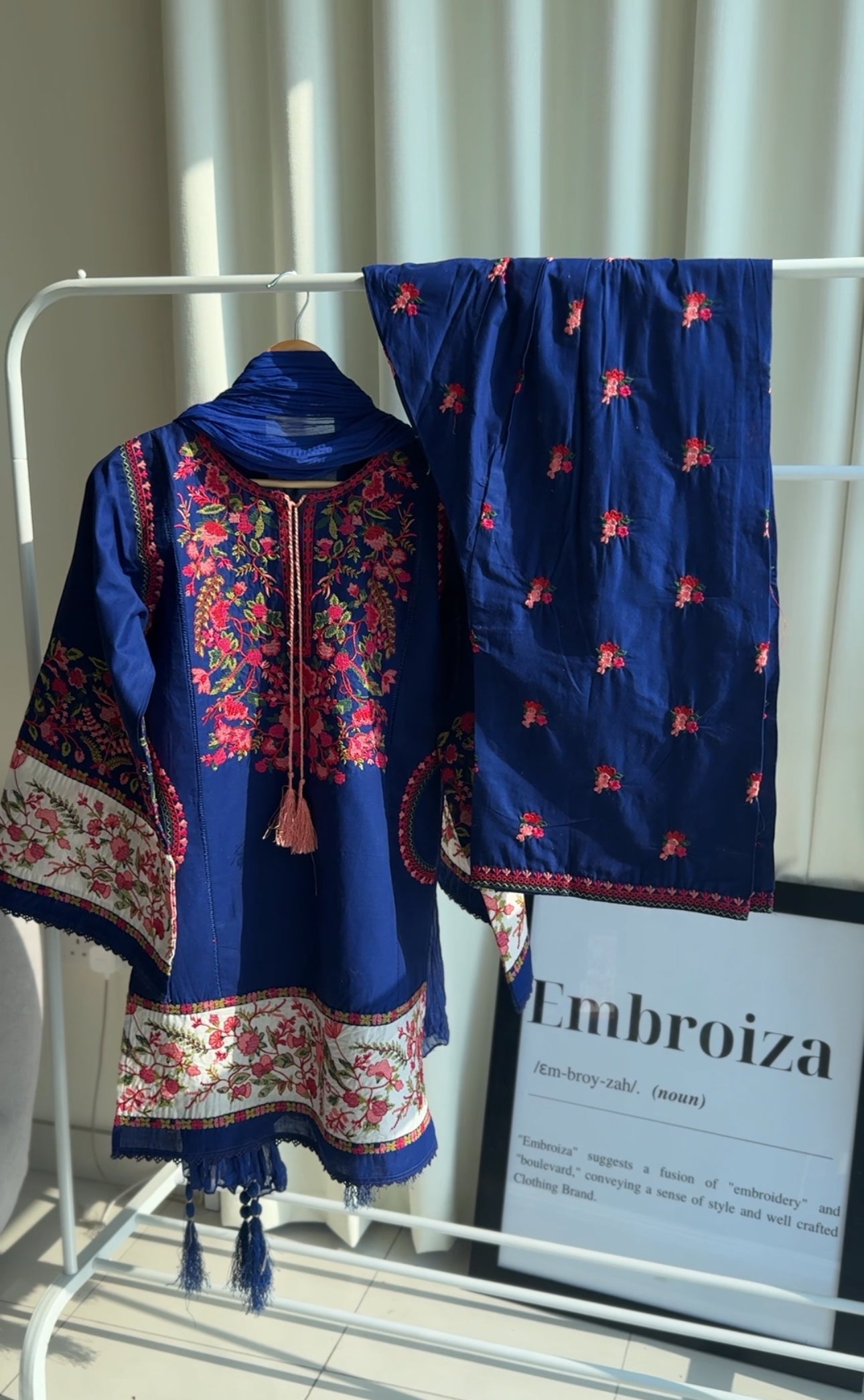 Embroiza Pakistani Modern Two Piece Suit-Bluebell