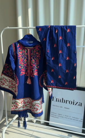 Embroiza Pakistani Modern Two Piece Suit-Bluebell