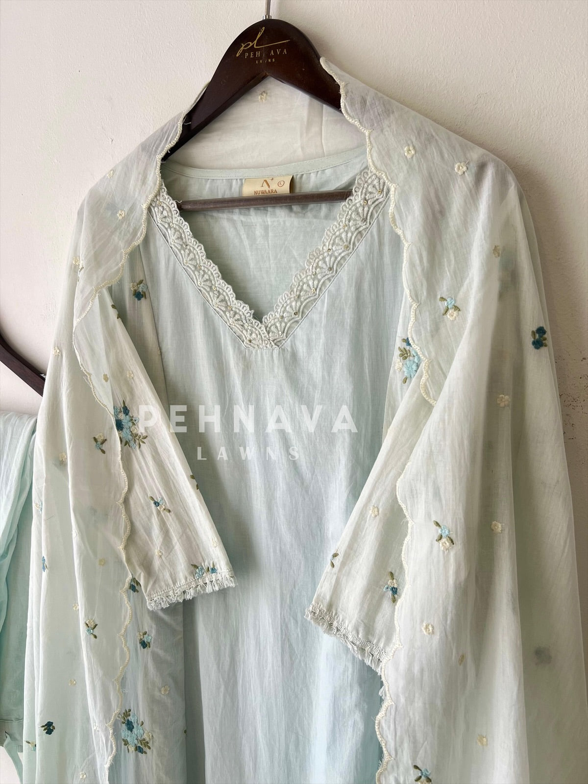 Panel Cut Embroidered Suit-16566