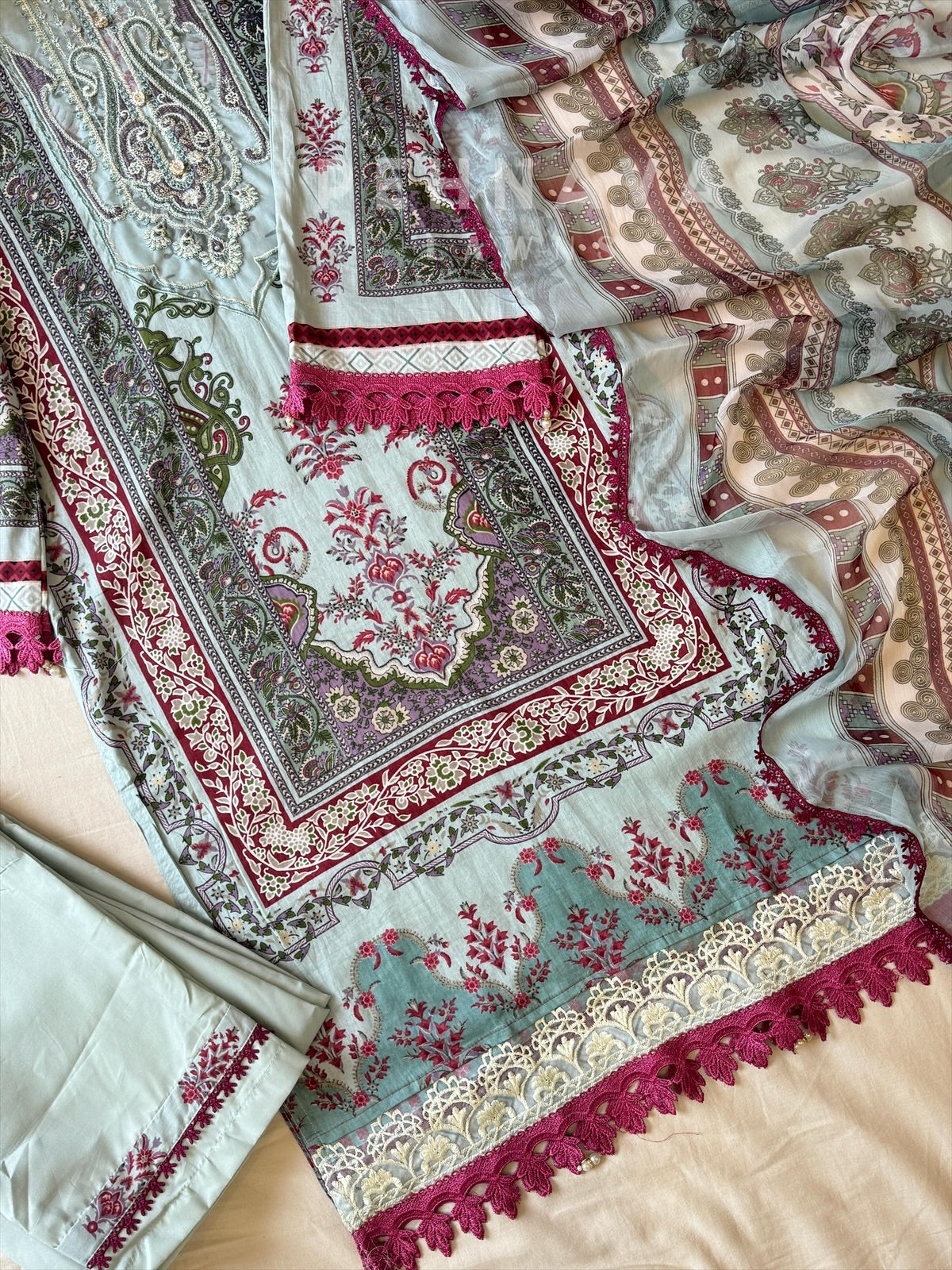 Paki Printed casual suit with dupatta-AZ-1393 - Pehnava Lawns