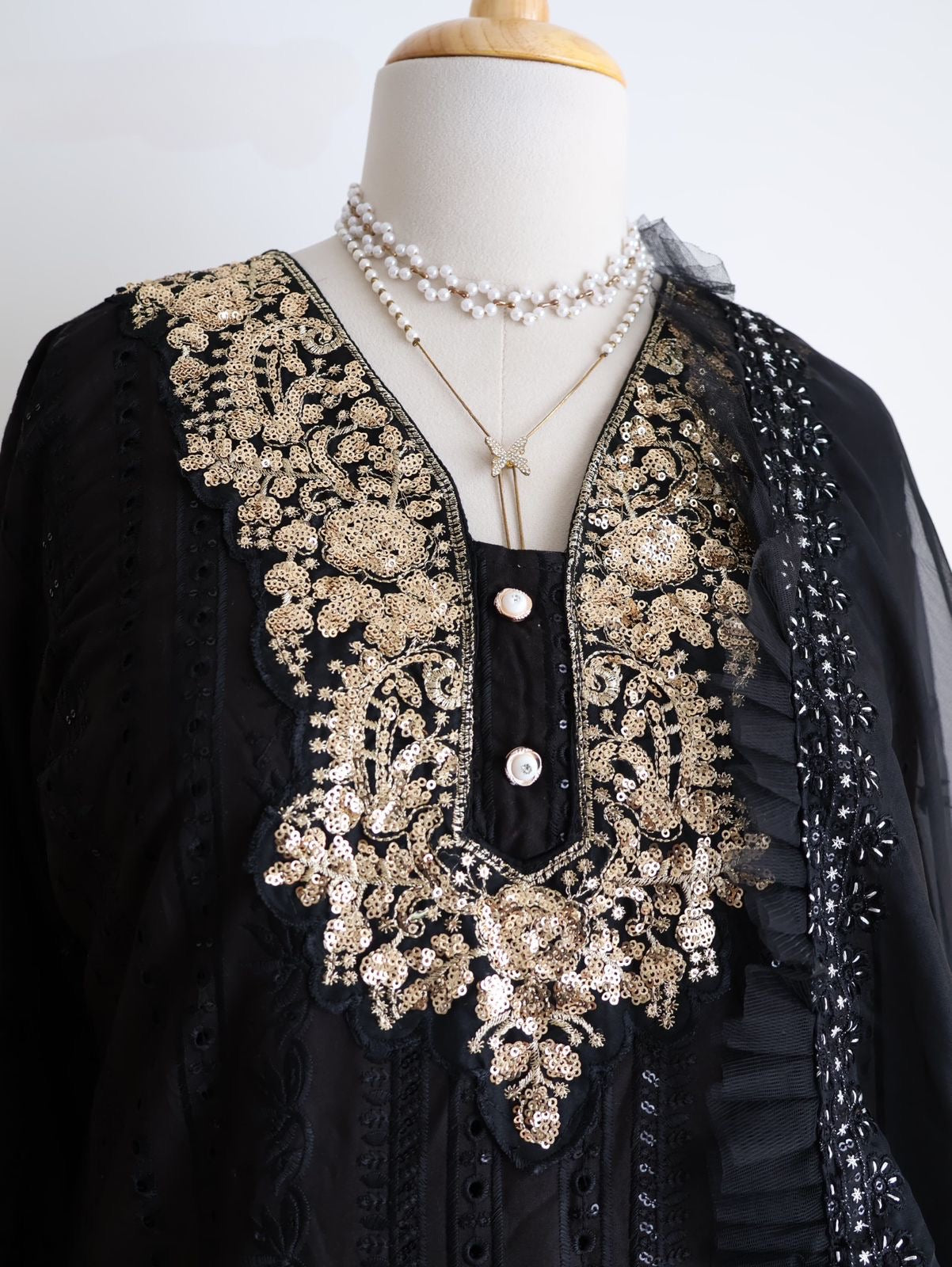 Heavy Embroidered Designer Stylish Tunic-Black