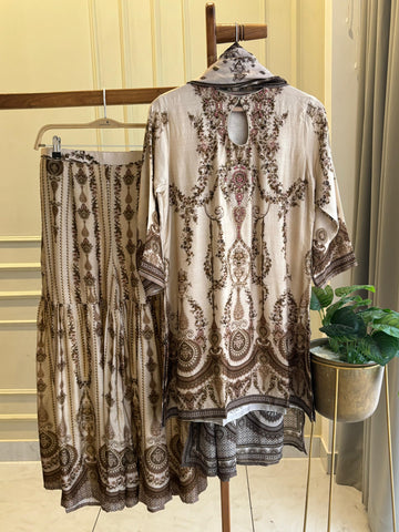 Premium Brown Paisley Print Kurta