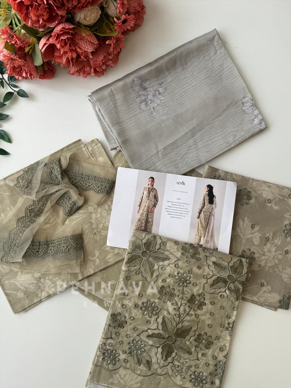 IZNIK Embroidered Printed Lawn SS-07